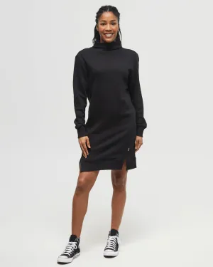 TreeFleece Mock Neck Sweatshirt Dress - Meteorite Black - TCW5974