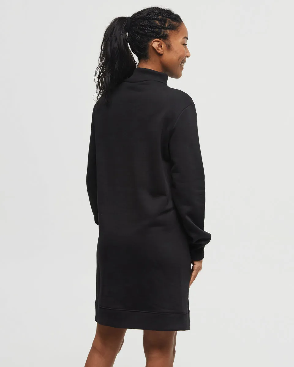 TreeFleece Mock Neck Sweatshirt Dress - Meteorite Black - TCW5974