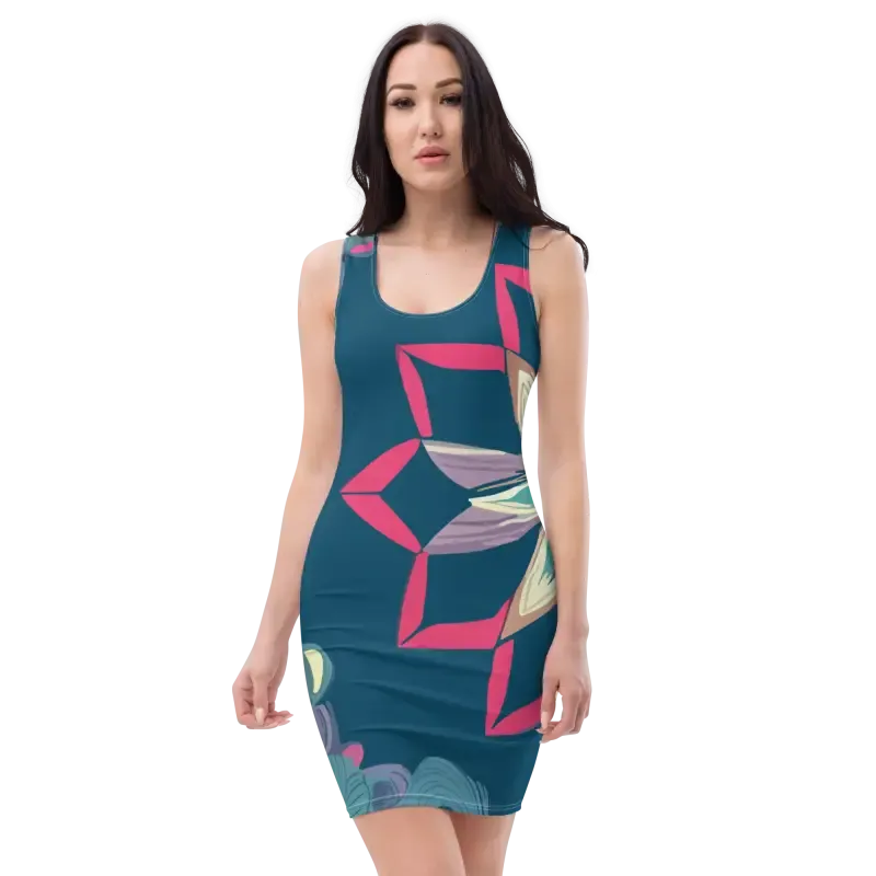 Turn Heads with Bold Blue Pattern Sew Dress