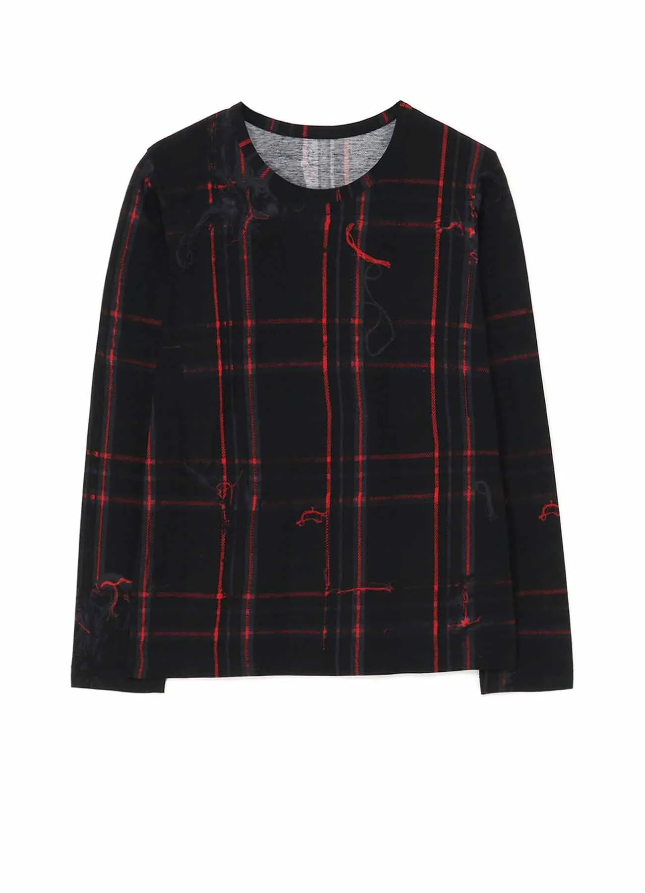 TWISTED CHECK ROUND NECK LONG SLEEVE