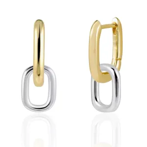 Two Tone Dangle Link Earrings