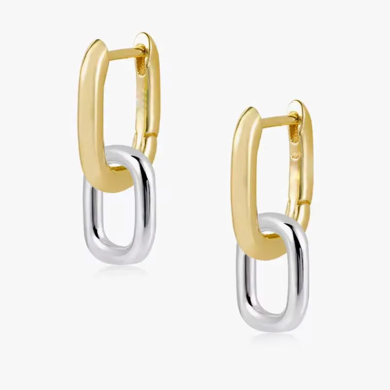 Two Tone Dangle Link Earrings