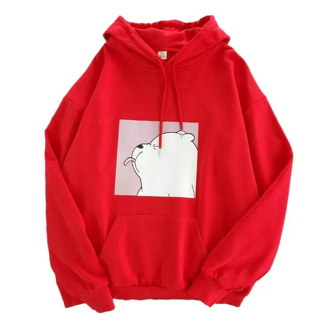 Uefezo Women Hoodies Oversized Print Kangaroo Pocket Sweatshirts Hooded 2020 Autumn Harajuku Casual Korean Pullovers Tops
