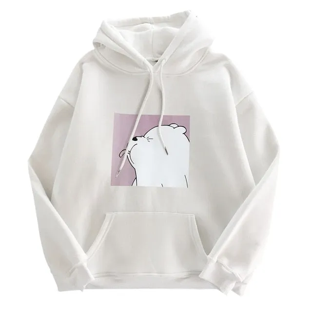 Uefezo Women Hoodies Oversized Print Kangaroo Pocket Sweatshirts Hooded 2020 Autumn Harajuku Casual Korean Pullovers Tops