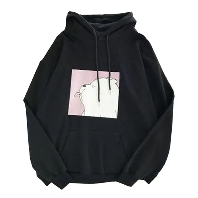Uefezo Women Hoodies Oversized Print Kangaroo Pocket Sweatshirts Hooded 2020 Autumn Harajuku Casual Korean Pullovers Tops