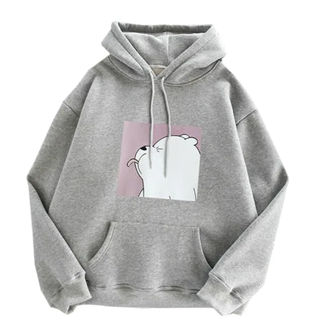 Uefezo Women Hoodies Oversized Print Kangaroo Pocket Sweatshirts Hooded 2020 Autumn Harajuku Casual Korean Pullovers Tops