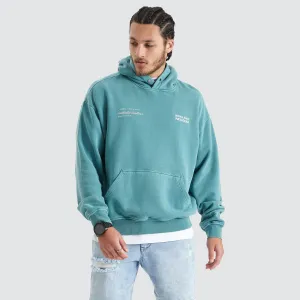 Umpire Heavy Box Fit Hooded Sweater Pigment Teal