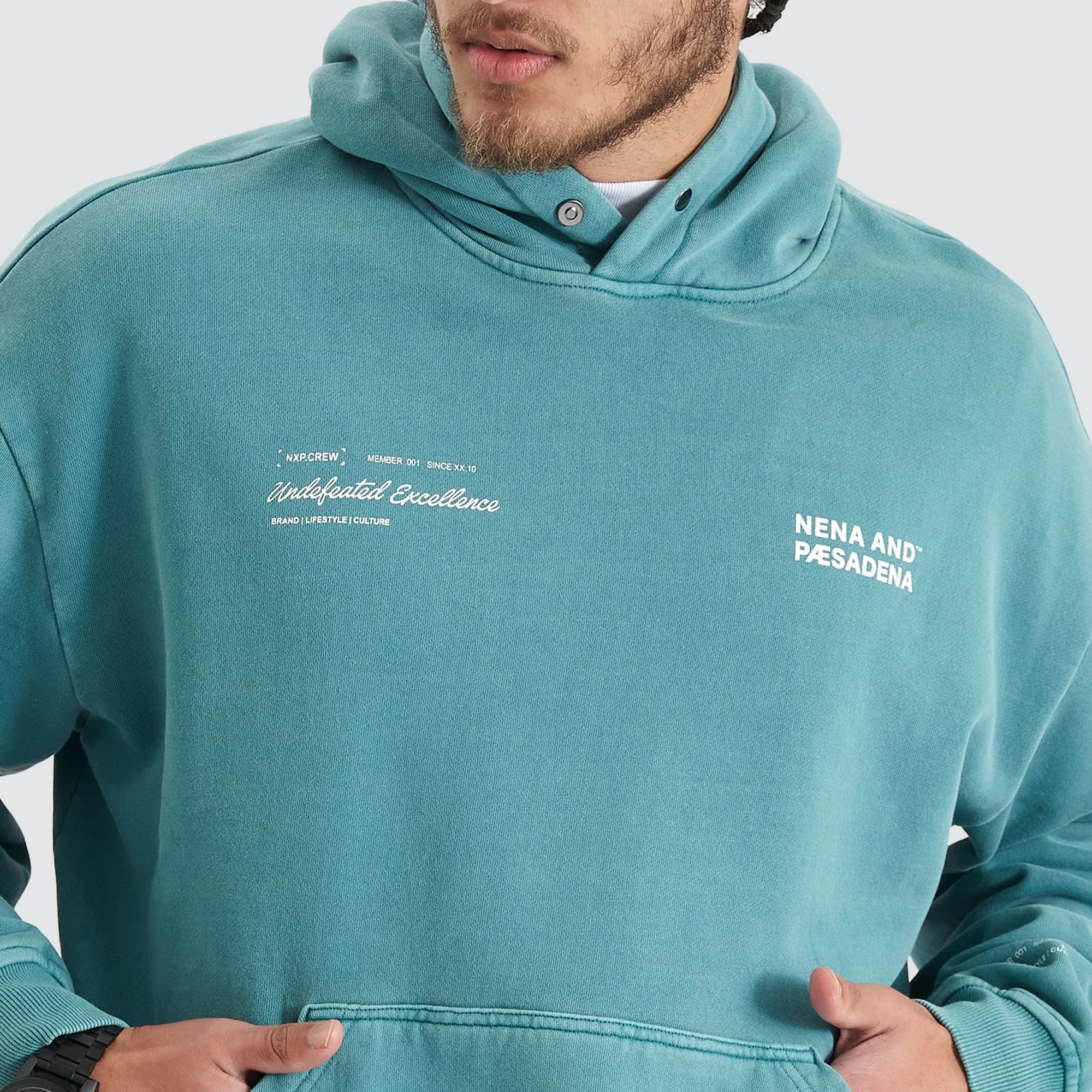 Umpire Heavy Box Fit Hooded Sweater Pigment Teal