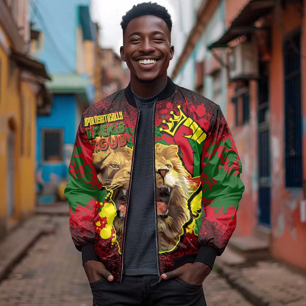 Unapologetically Black and Proud Bomber Jacket Africa Map with Lion DT02