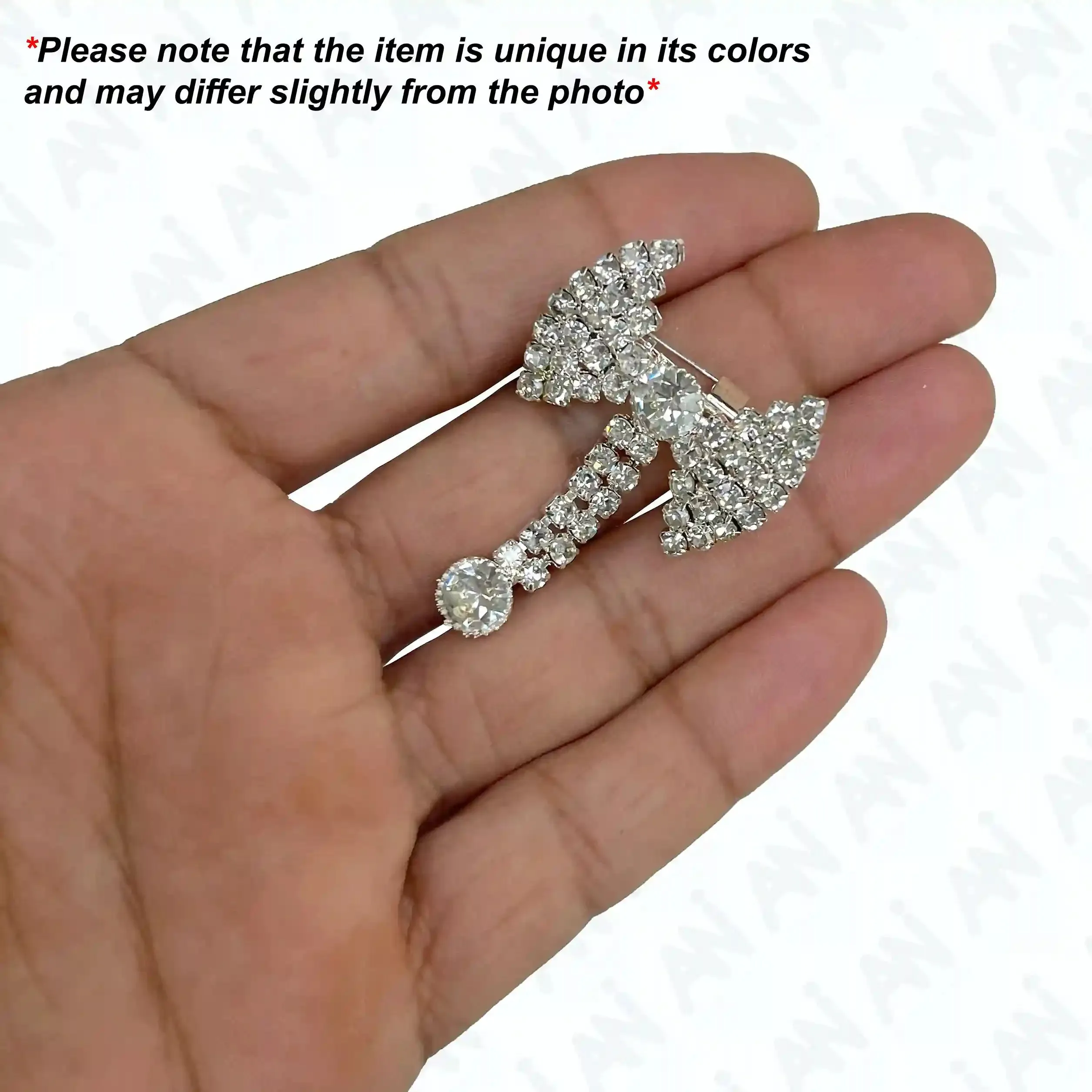 Unisex Rhine Stone Bow Brooch for Occasion