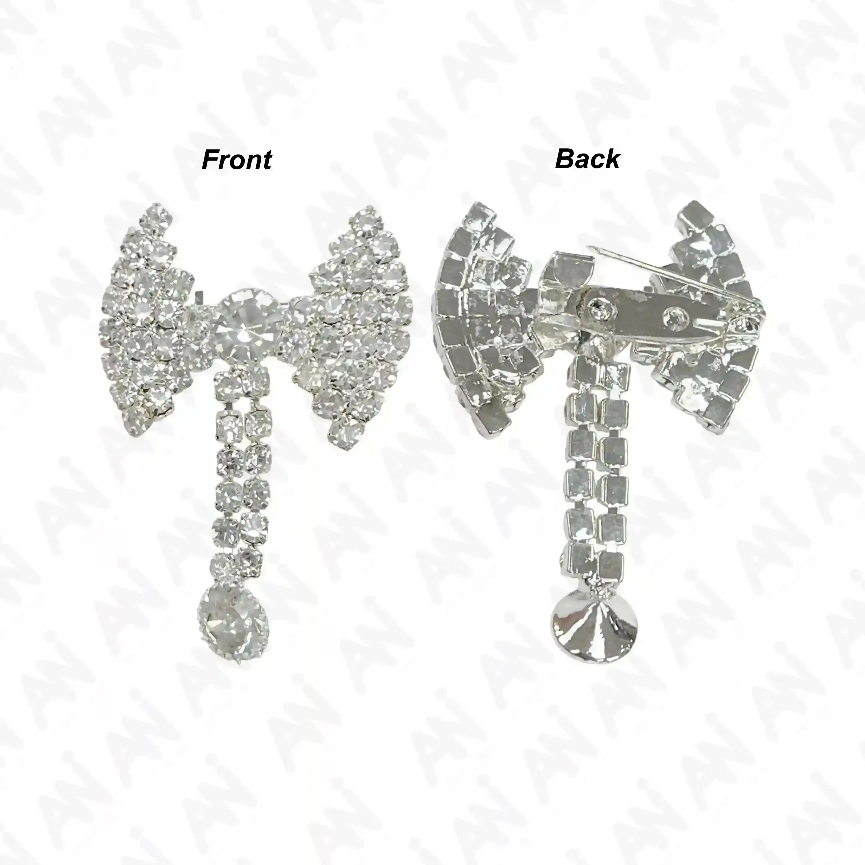 Unisex Rhine Stone Bow Brooch for Occasion