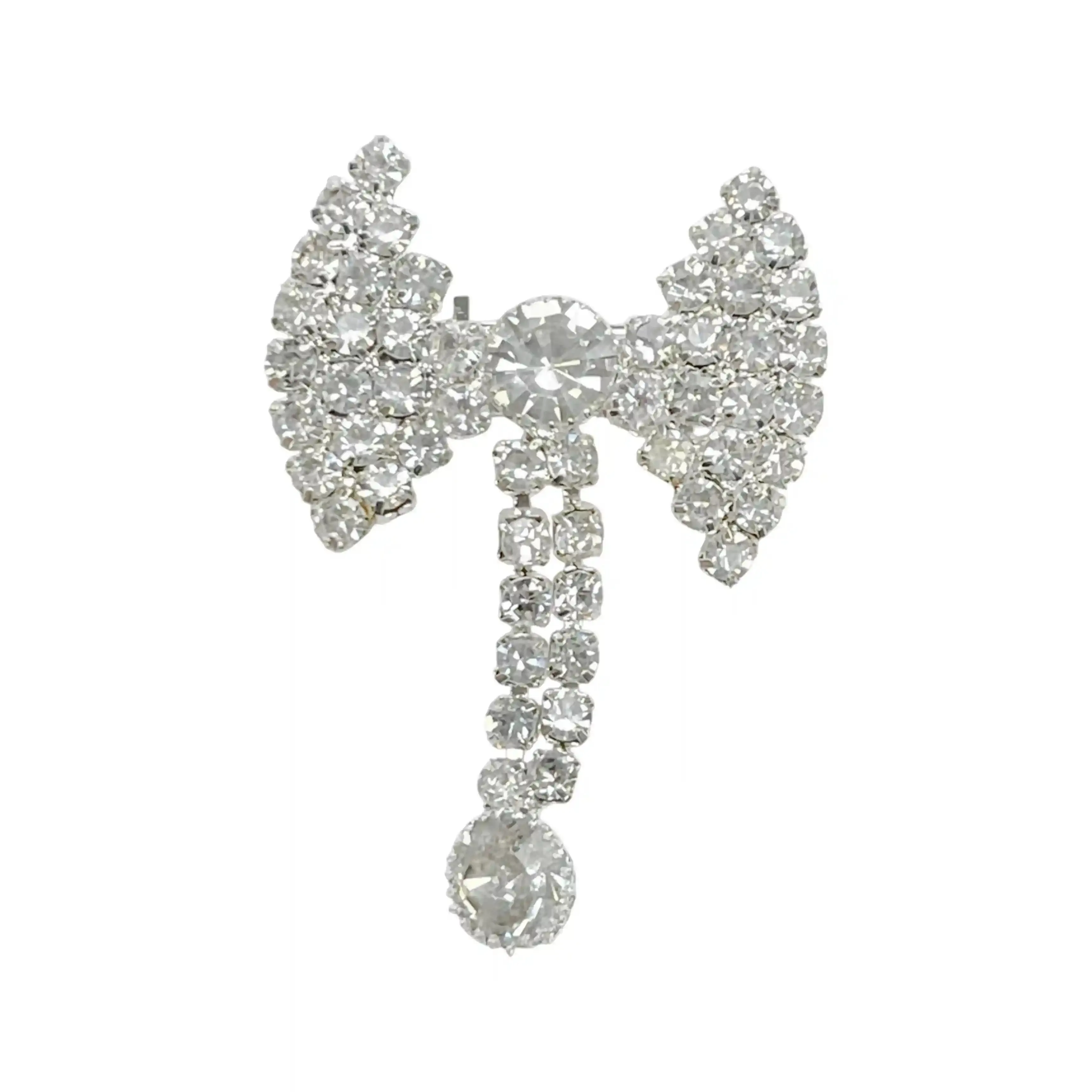 Unisex Rhine Stone Bow Brooch for Occasion