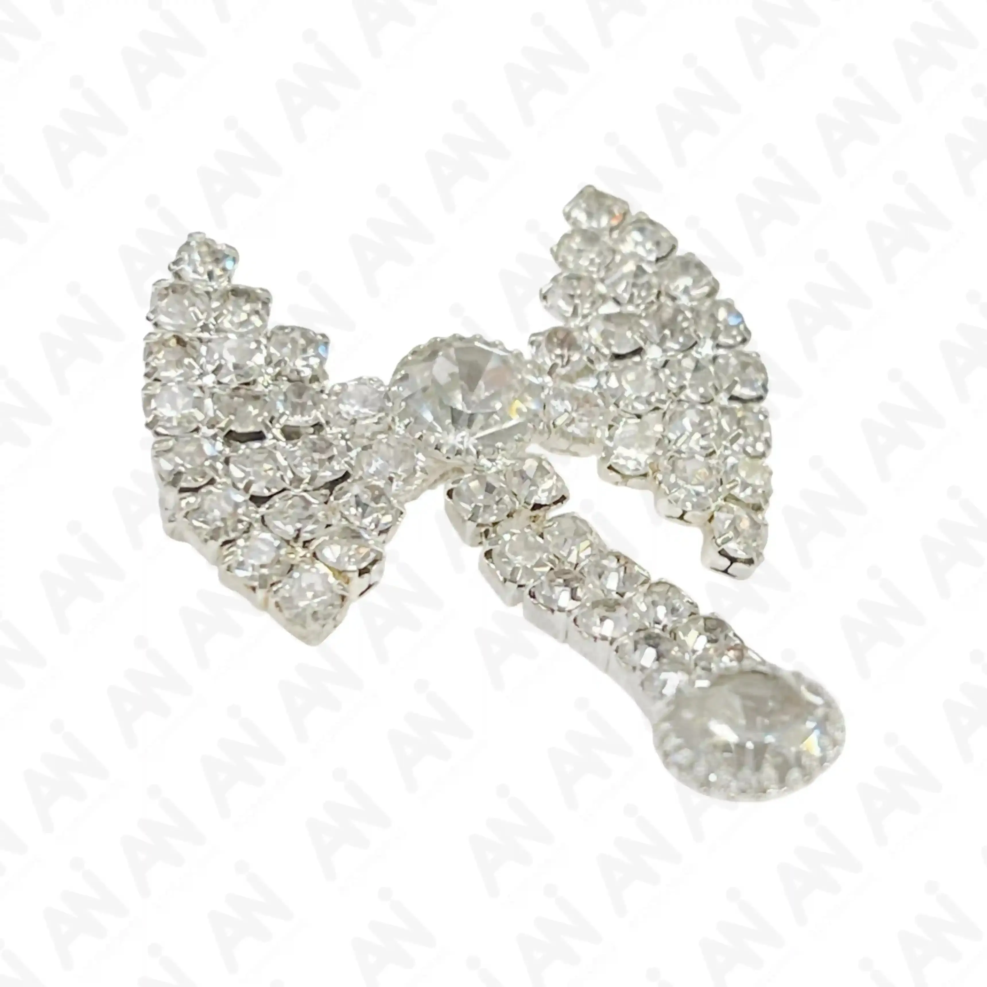 Unisex Rhine Stone Bow Brooch for Occasion
