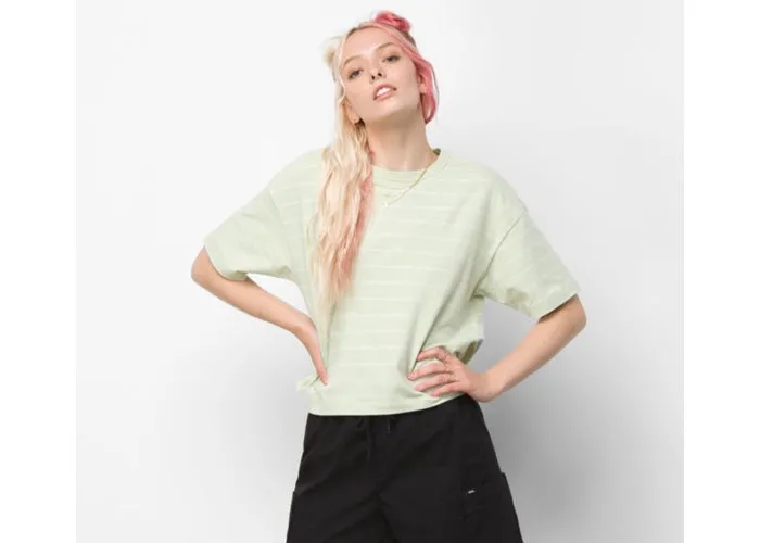 Vans Time Off Stripe Women's T-Shirt Celadon Green