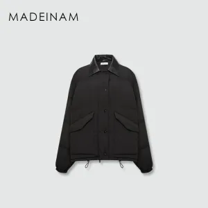 Versatile Leather-Collared Down Jacket