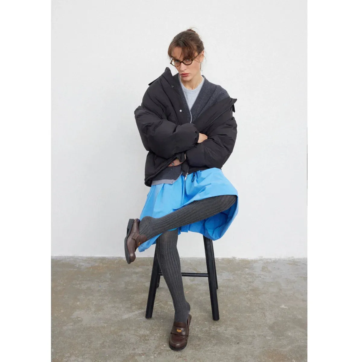 Versatile Leather-Collared Down Jacket