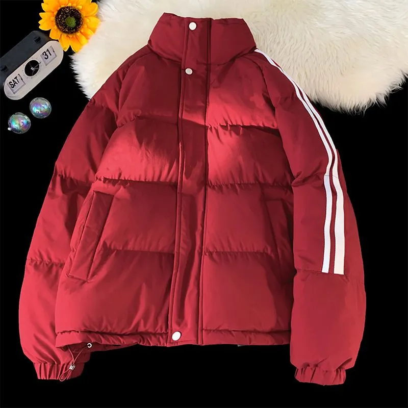 Versatile Striped Water-resistant Puffer Jacket