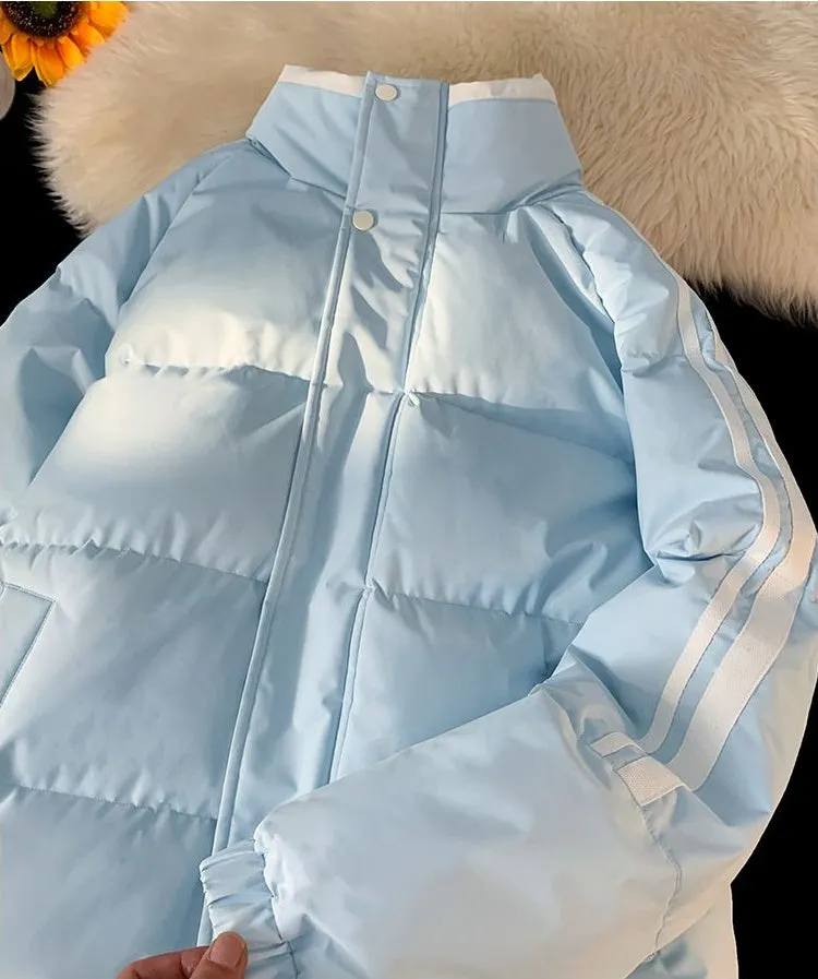 Versatile Striped Water-resistant Puffer Jacket