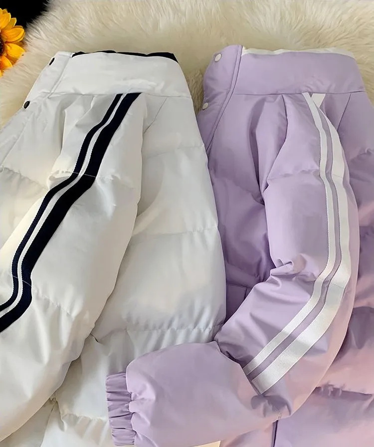 Versatile Striped Water-resistant Puffer Jacket