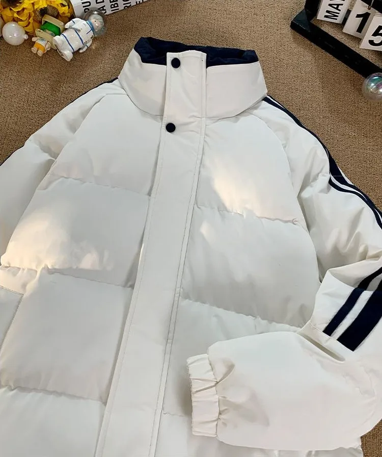 Versatile Striped Water-resistant Puffer Jacket