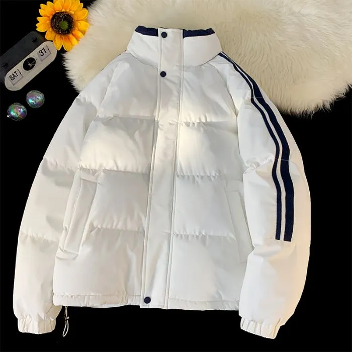 Versatile Striped Water-resistant Puffer Jacket