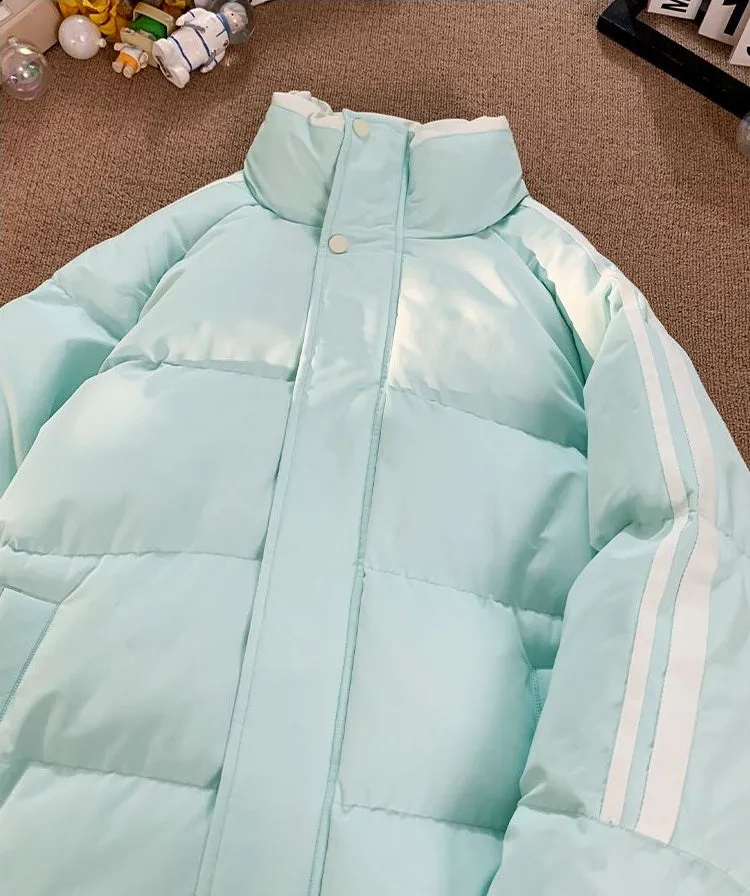Versatile Striped Water-resistant Puffer Jacket