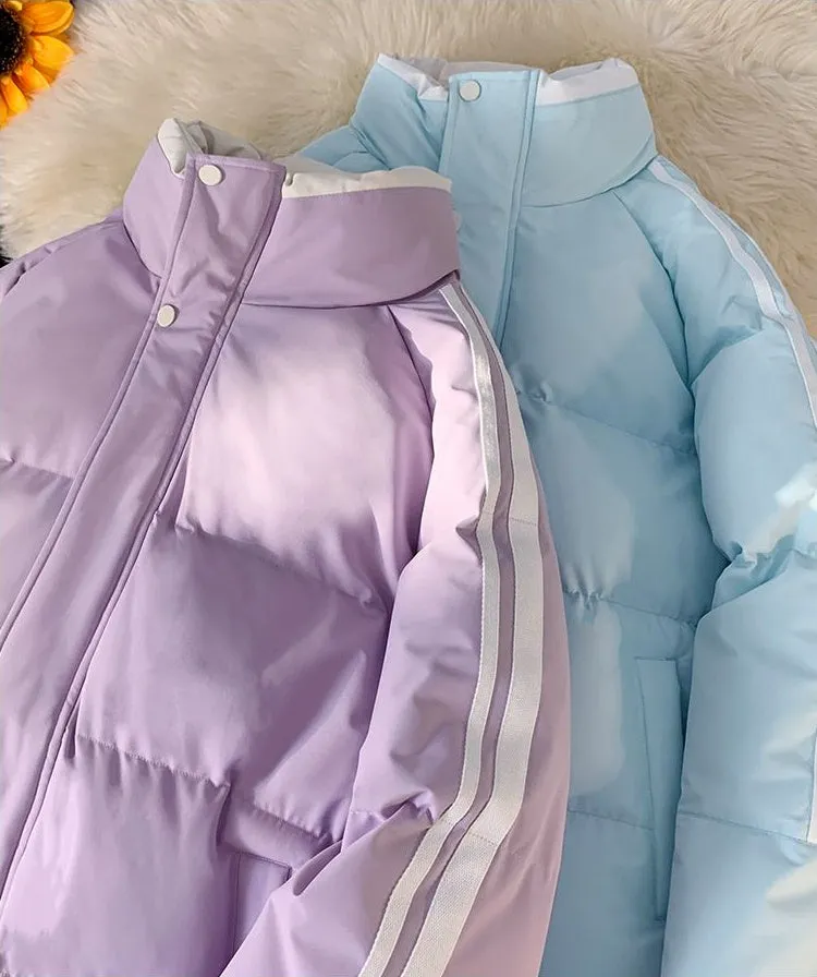 Versatile Striped Water-resistant Puffer Jacket