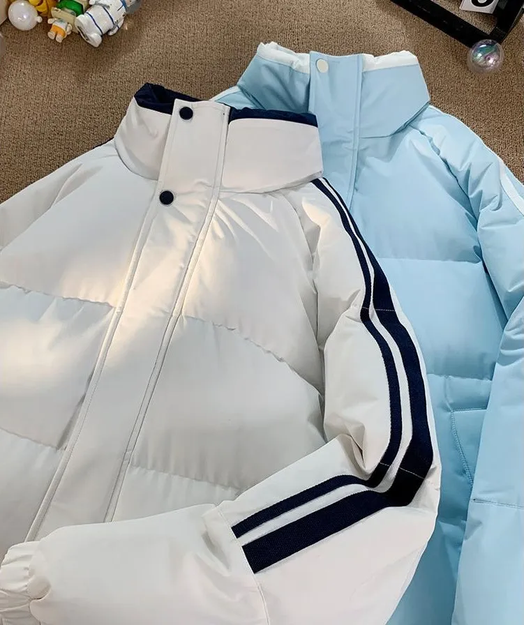 Versatile Striped Water-resistant Puffer Jacket