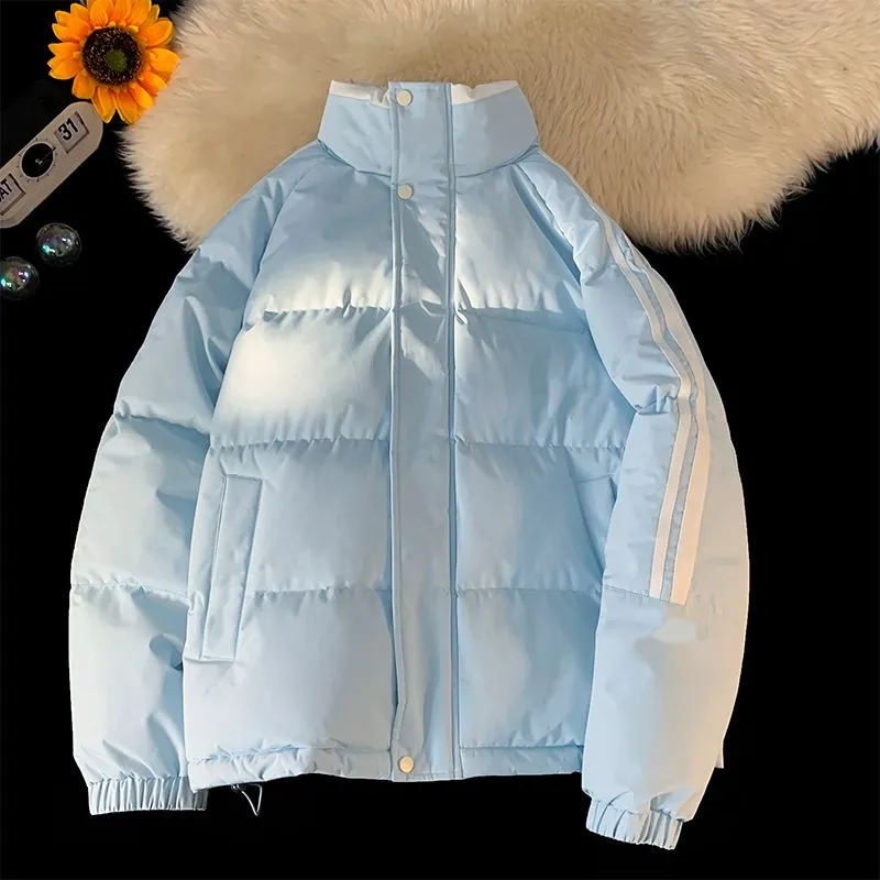Versatile Striped Water-resistant Puffer Jacket