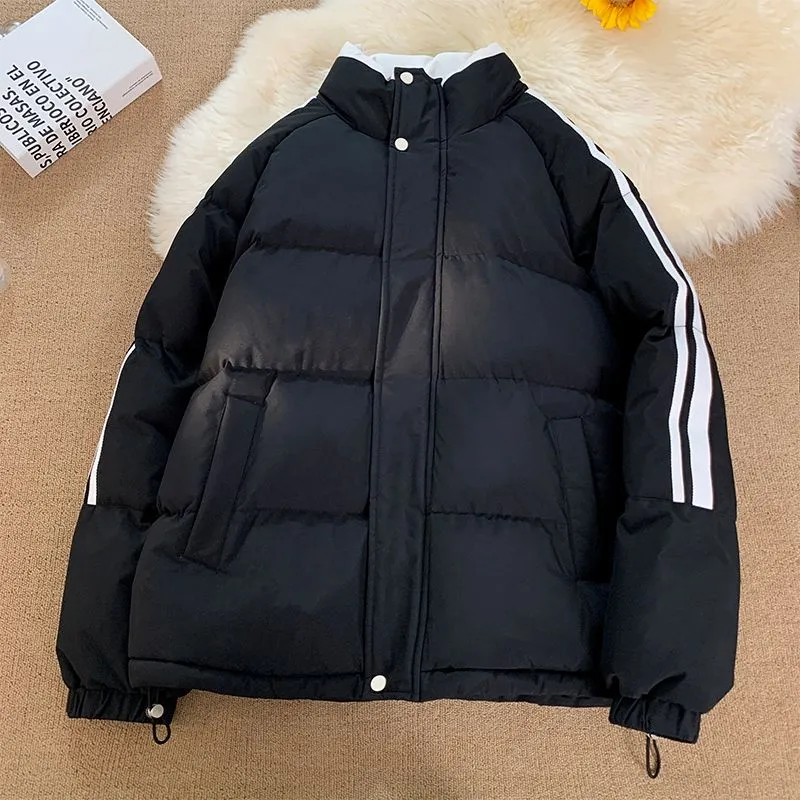 Versatile Striped Water-resistant Puffer Jacket