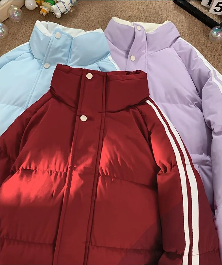 Versatile Striped Water-resistant Puffer Jacket