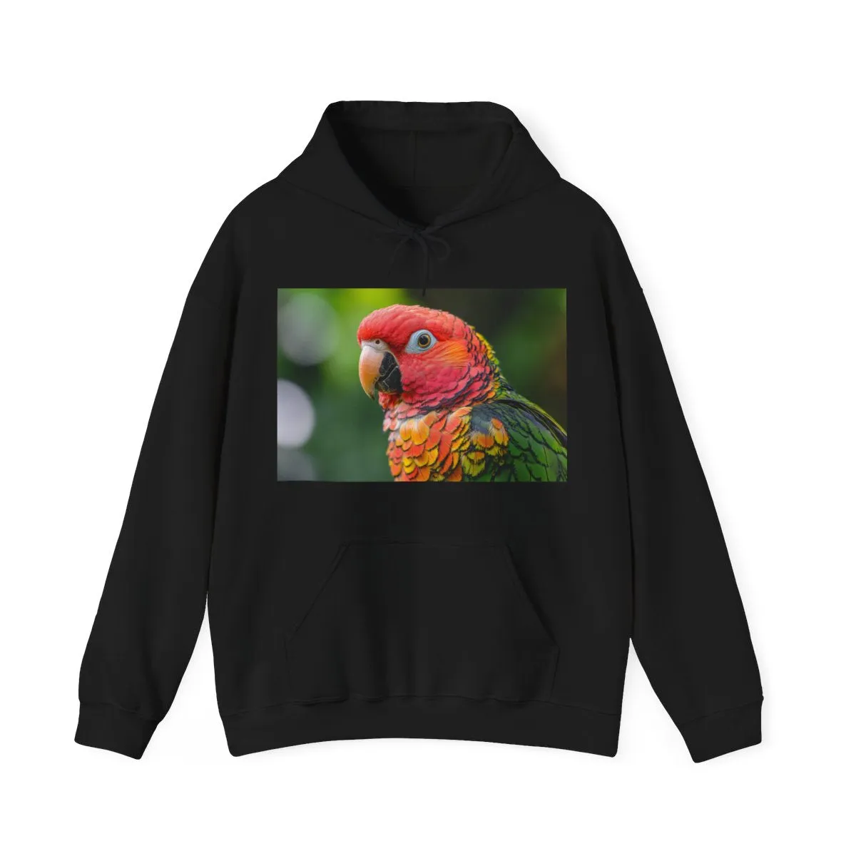 Vibrant Fractal Feather Parrot Hoodie