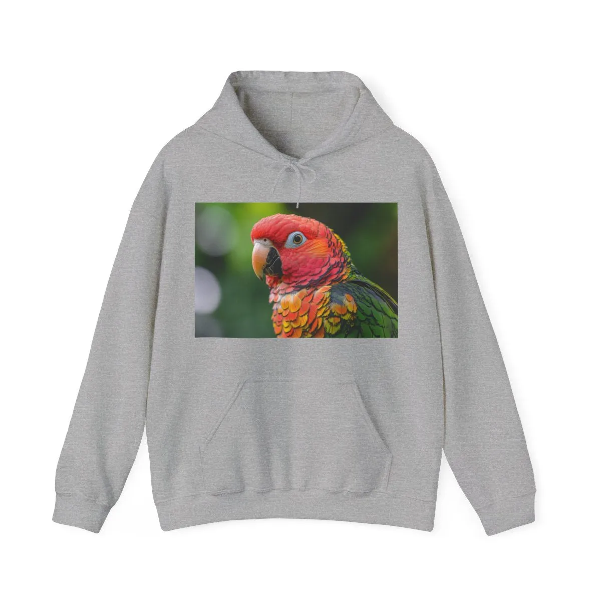 Vibrant Fractal Feather Parrot Hoodie