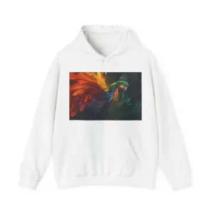 Vibrant Parrot Fractal Feather Hoodie
