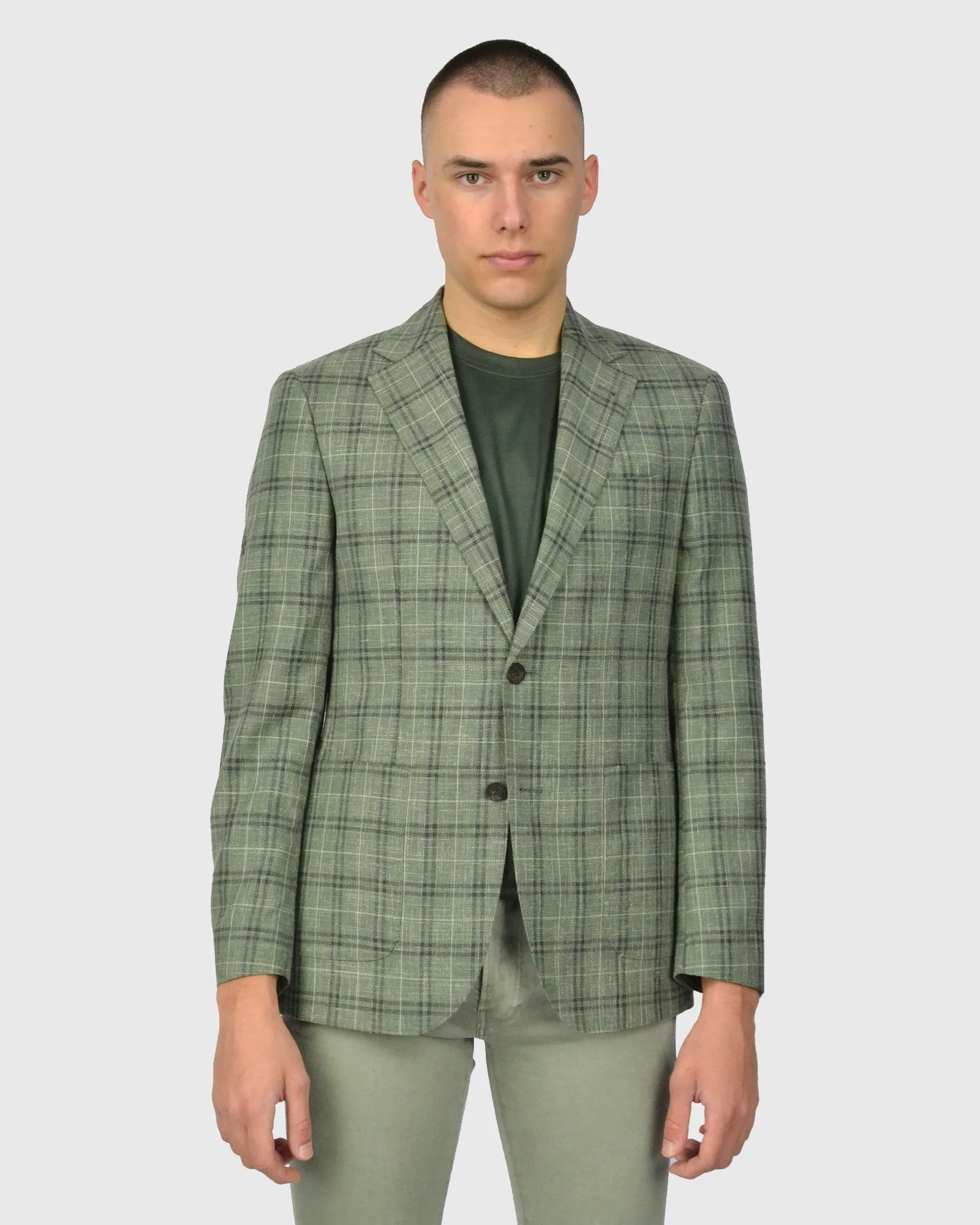 VINCENT & FRANKS VFFJQ850GR OLIVE CHECK JACKET