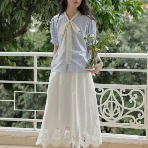 Vintage-inspired French Style Striped Shirt with Ruched Sleeves