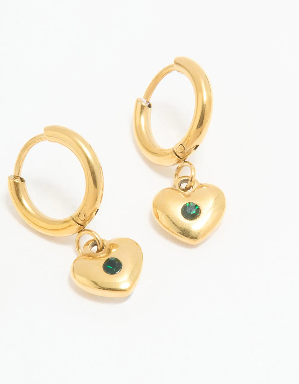 Waterproof Gold Plated Stainless Steel Heart Stud & Huggie Earrings 2-Pack