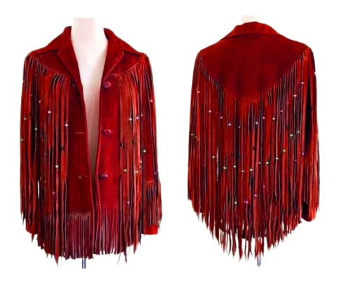 Western Fringe Brown Suede Leather Jacket for Women WFJ517