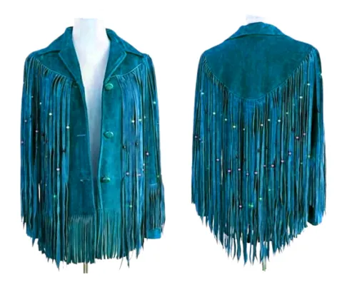 Western Fringe Brown Suede Leather Jacket for Women WFJ517