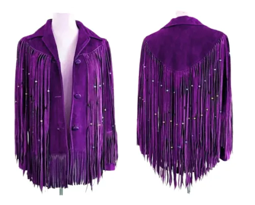 Western Fringe Brown Suede Leather Jacket for Women WFJ517
