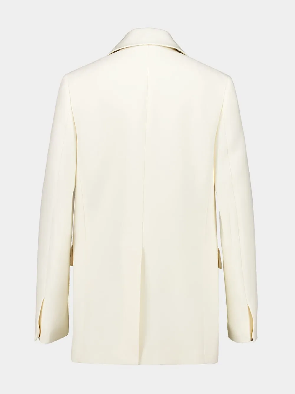 White Wool and Silk Tuxedo Blazer