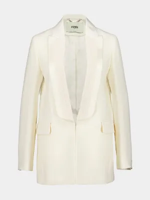 White Wool and Silk Tuxedo Blazer