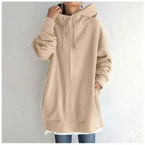 Women's autumn/winter hoodie with zip - Comfortable and versatile