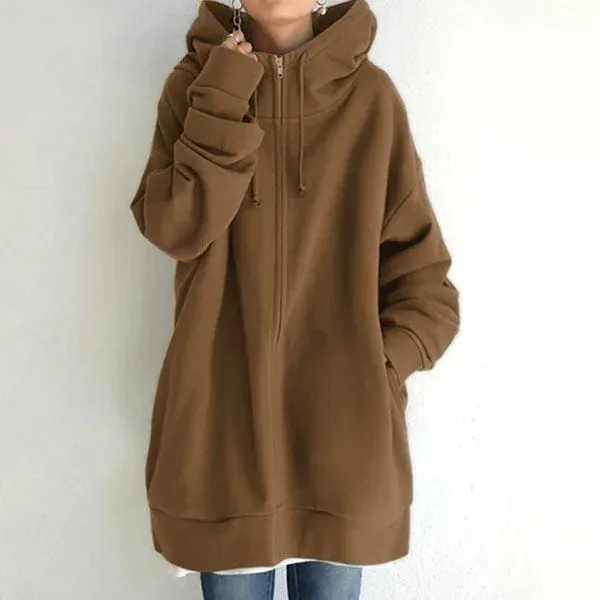 Women's autumn/winter hoodie with zip - Comfortable and versatile