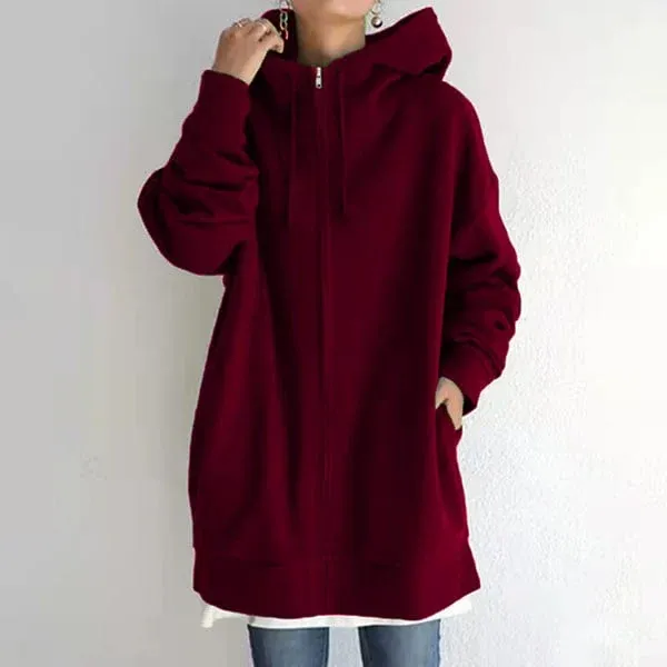 Women's autumn/winter hoodie with zip - Comfortable and versatile