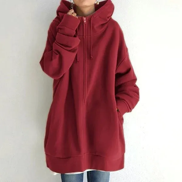 Women's autumn/winter hoodie with zip - Comfortable and versatile