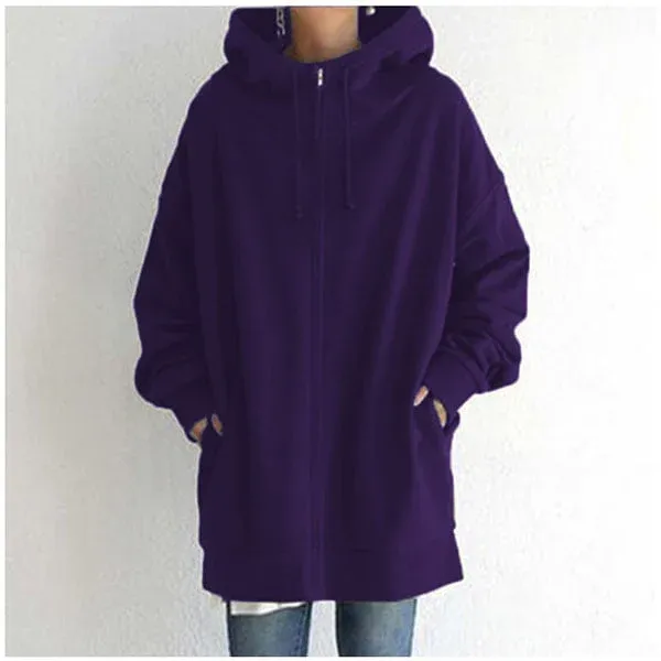 Women's autumn/winter hoodie with zip - Comfortable and versatile