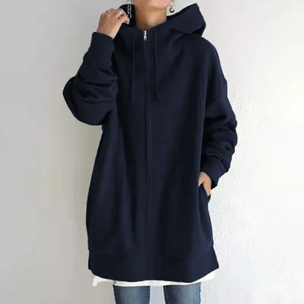 Women's autumn/winter hoodie with zip - Comfortable and versatile