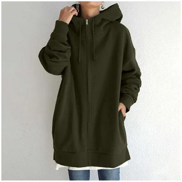 Women's autumn/winter hoodie with zip - Comfortable and versatile