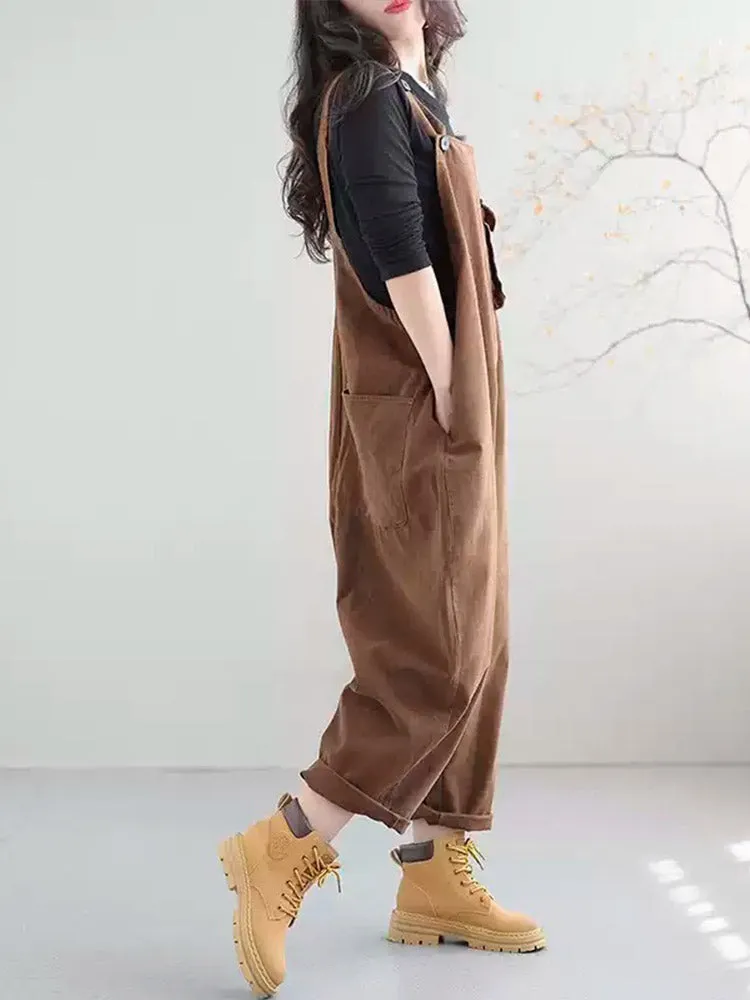 Women's Cotton Dungarees with Relaxed Fit